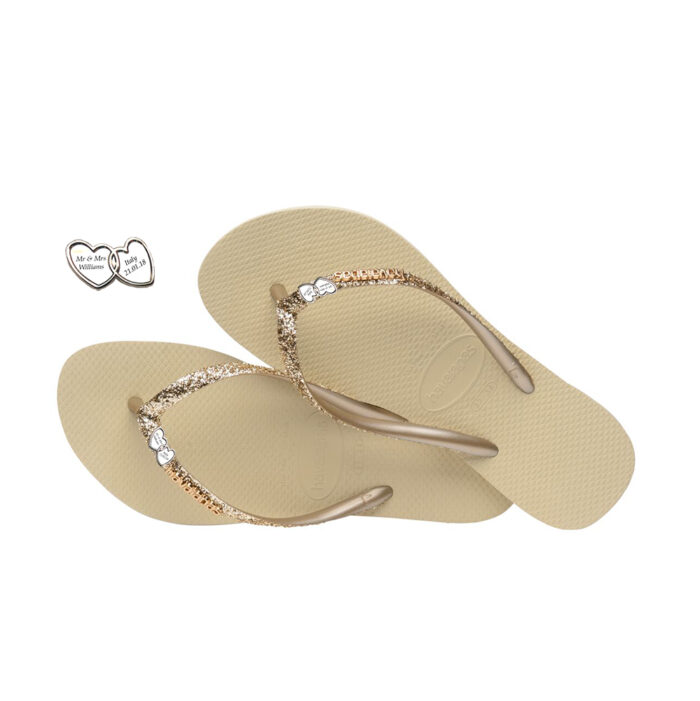 Linked Hearts Charm Havaianas Slim Sand Grey Glitter Edition