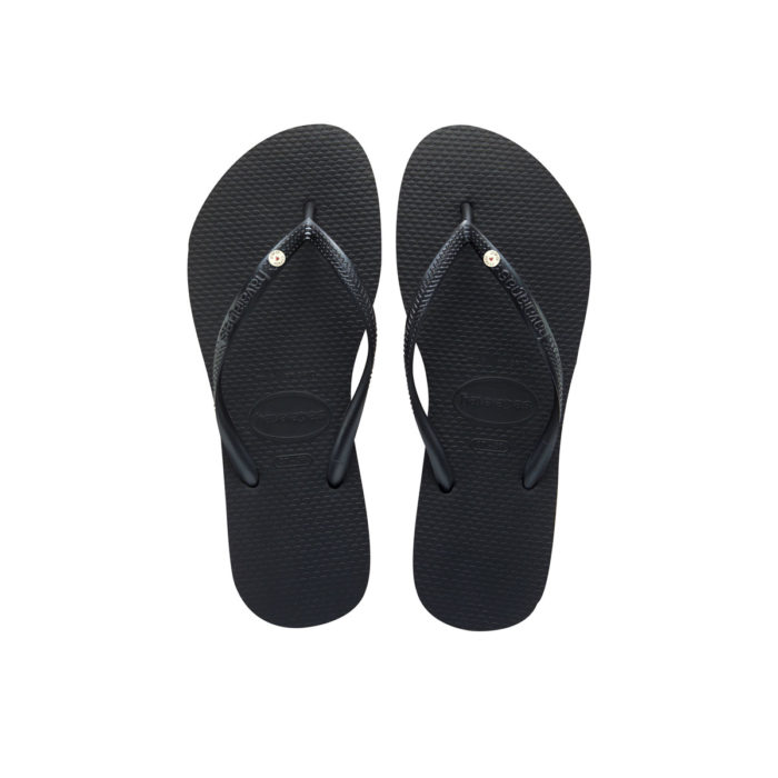 Havaianas Slim Black Flip-Flops with Round Silver Charm Wedding