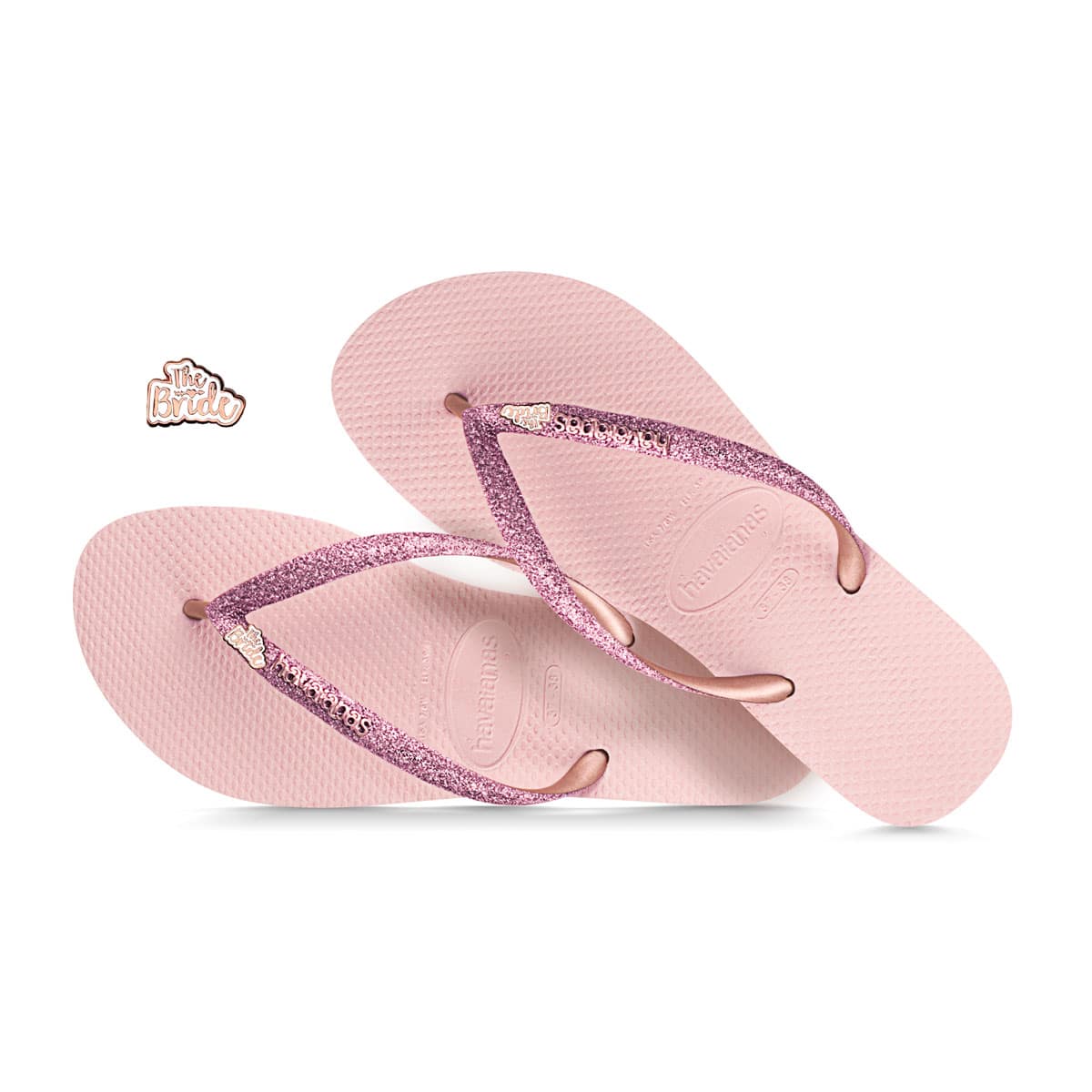 havaianas slim glitter flip flops in rose gold