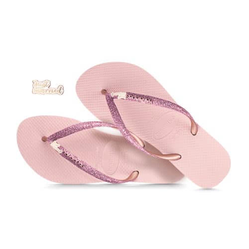 Just Married Rose Gold Havaianas Ballet Rose Glitter Wedding Havaianas