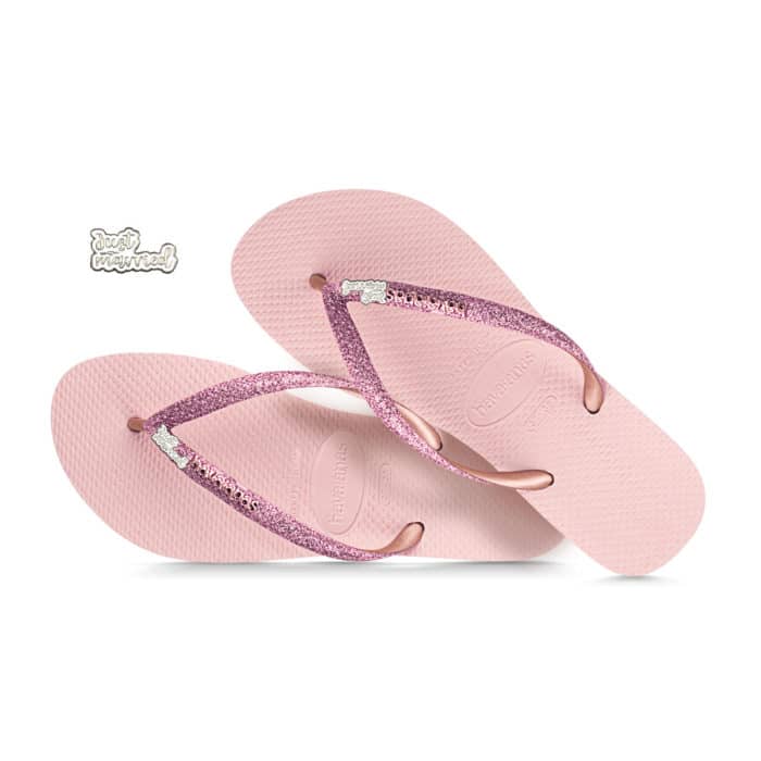 havaianas slim ballet rose glitter silver just married