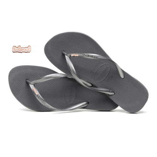 Havaianas Silver Flip Flops with Rose Gold Bridesmaid Charm Wedding