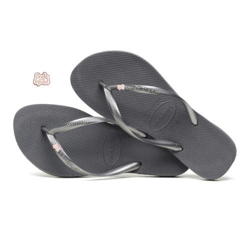 Havaianas Slim Silver Flip Flops with Rose Gold Bride Squad Charm