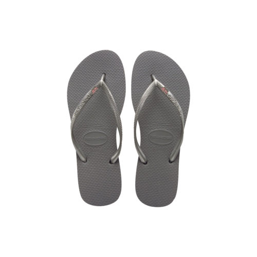 Havaianas Slim Silver Flip Flops with Pink Glitter Maid of Honour Pin