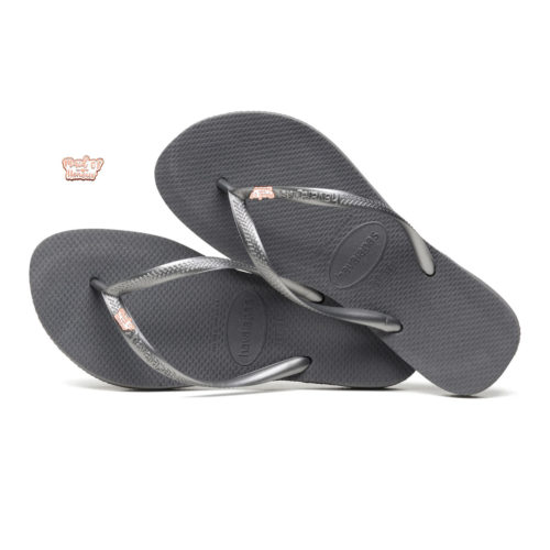 Havaianas Slim Silver Flip Flops with Rose Gold Maid of Honour Charm