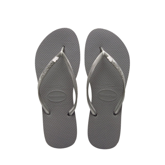 Havaianas Slim Silver Flip Flops with Silver Mother of the Groom Charm