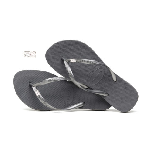 Havaianas Slim Silver Flip Flops with Silver Mother of the Groom Charm