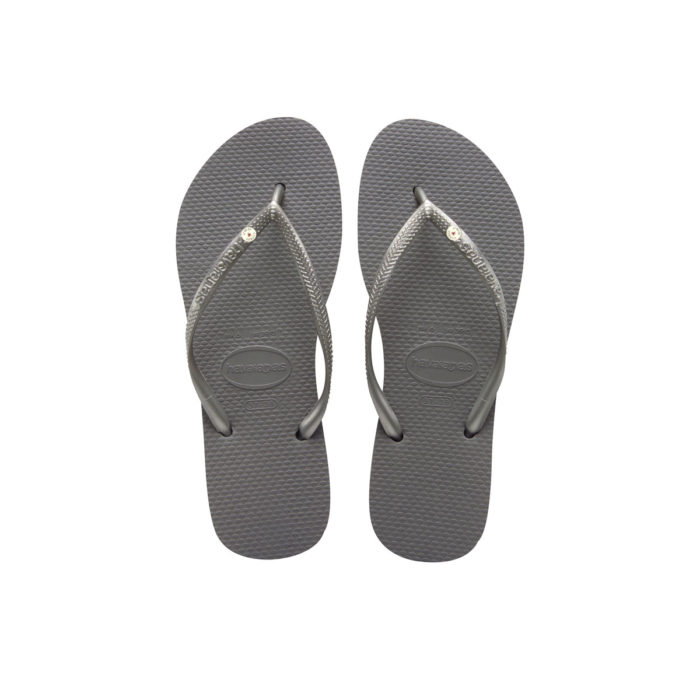 Havaianas Slim Silver Flip-Flops with Silver Charm Personalised Wedding