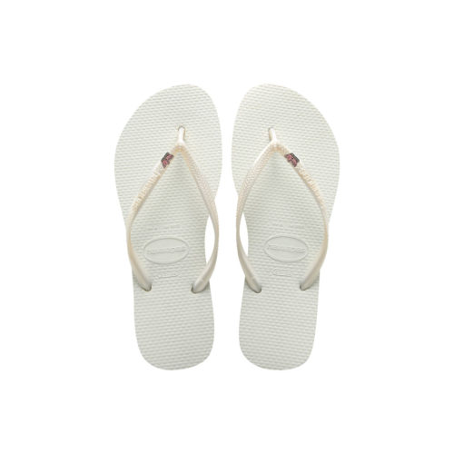 Havaianas White Slim Flip Flops with Silver Pink Glitter Maid of Honour Pin