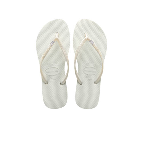 Havaianas White Slim Flip Flops with Silver White Maid of Honour Pin