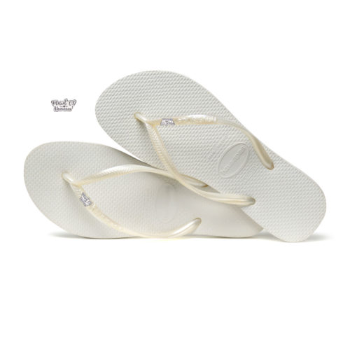 Havaianas White Slim Flip Flops with Silver White Maid of Honour Pin