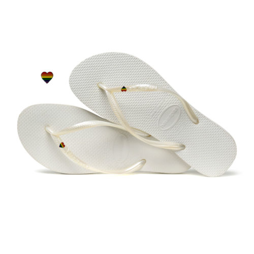 Havaianas Slim White Flip-Flops with Pride LGBT Charm Wedding