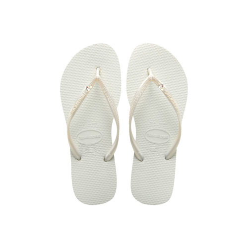 Havaianas Slim White Flip-Flops with Silver Heart Personalised Wedding