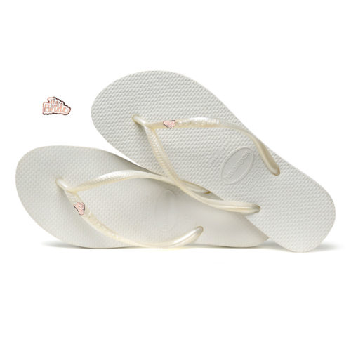 Rose Gold 'The Bride' Havaianas Slim White Wedding Flip Flops