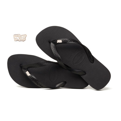 Rose Gold Mother of the Bride Charm Havaianas Black Wedding Flip Flops