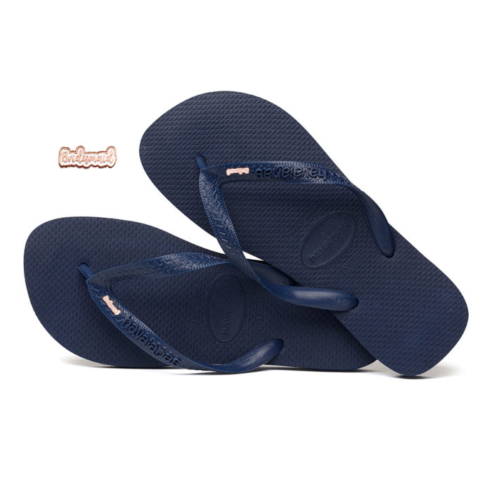 Havaianas Heel Black Flip-Flops with Rose Gold 'Bridesmaid' Charm