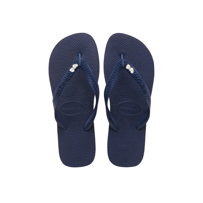 Silver Heart Charm Havaianas Top Navy Wedding Flip Flops Personalised