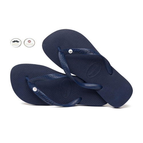 Silver Mr and Mrs Charm Havaianas Top Flip Flops Navy Wedding Gift