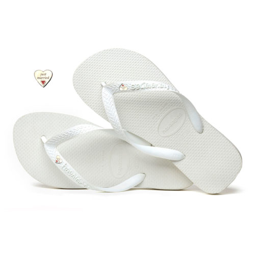 Havaianas White Top Flip-Flops with Silver Heart Personalised Wedding