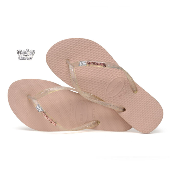 Havaianas Rose Metallic Flip-Flops with Silver & White Maid of Honour